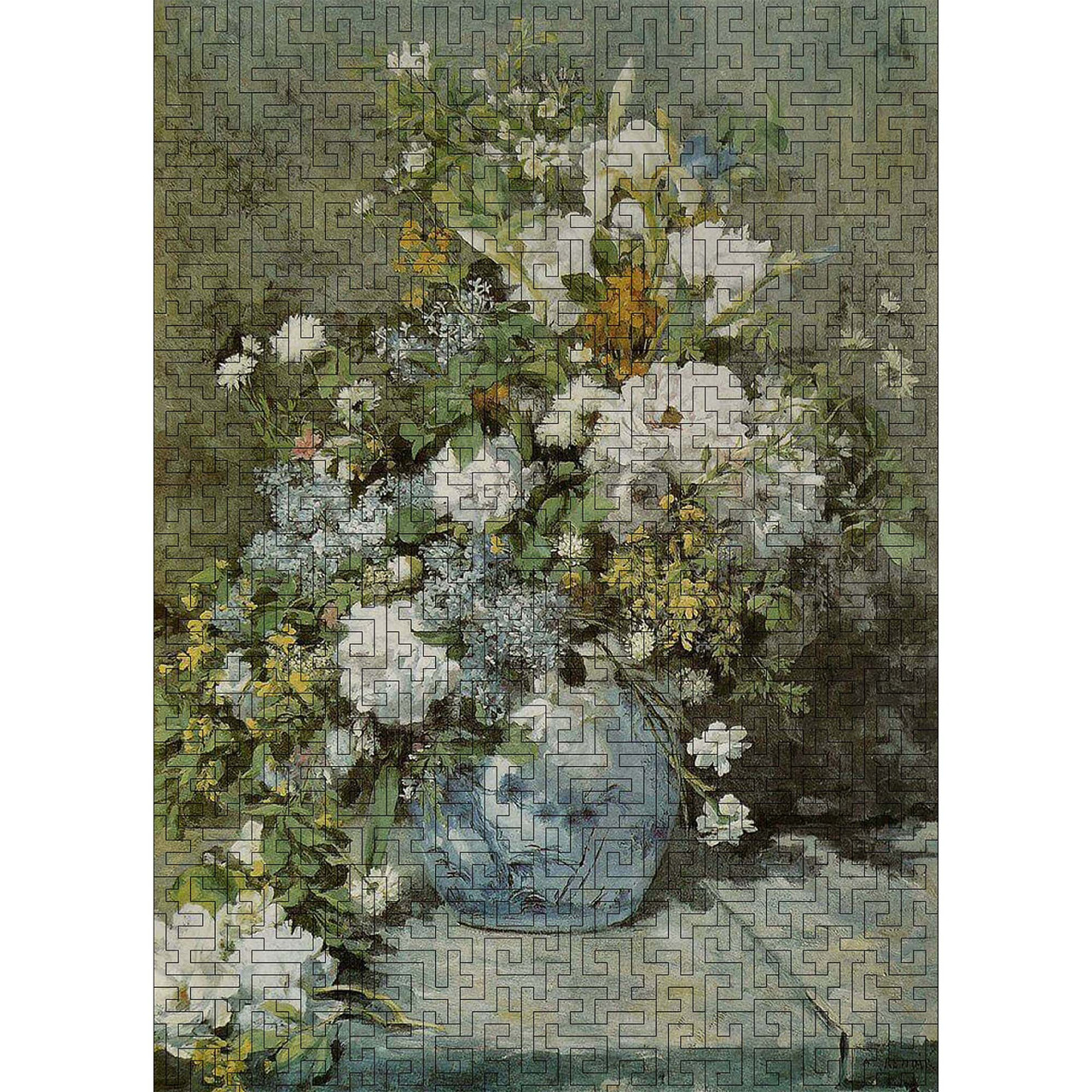 Дерев'яний пазл-лабіринт Woods Story Весняний букет (Ренуар) L, фото 1
