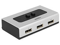 Перехідник моніторний Delock DisplayPort 2x1 (Switch) v1.4 8K30Hz ручний сірий (70.08.7668) KB, код: 7453422