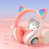 Бездротові навушники LED з котячими вушками CAT STN-28. KI-278 Колір: рожевий