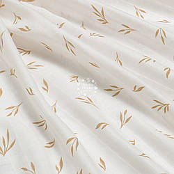 Муслін у квадратики "Бежеві гілочки оливи", ширина 160 см