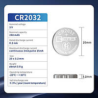 Комплект 40 шт Литиевая батарейка 3 В CR2032 EEMB таблетка