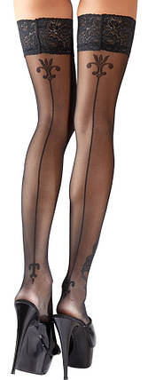 Еротичні панчохи Cottelli Legwear Hold-up Stockings Black, фото 1