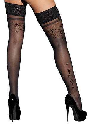 Еротичні панчохи Cottelli Legwear Hold-up Stockings Black, фото 1