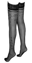 Еротичні панчохи Cottelli Legwear Hold-up Stockings Black, фото 4