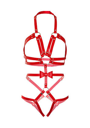 Портупея Leg Avenue Kink Studded O-Ring Harness Teddy Red, фото 3