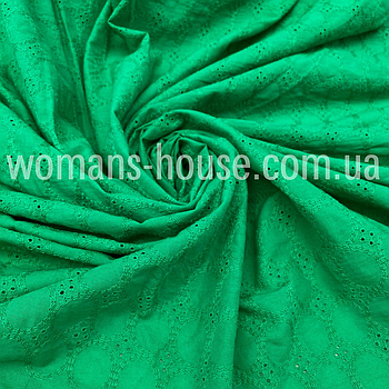 Тканина Батист вишивка коло порожнє Зелений