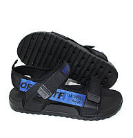 Фирменные мужские сандалии текстильные черно-синего цвета размер 36-45