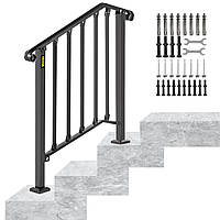 Сходові огородження VEVOR Ковані вхідні огородження для сходів на 2-3 сходинки для зовнішньої сторони чорного