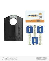 Замок навісний TOKOZ gama_70 cs pro to4 3key blue sleeve_3bt nr_shackle 26мм 14мм