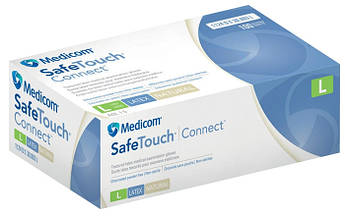 Рукавички латексні неопудрені SafeTouch Connect Medicom, розмір L 100 шт./уп