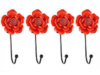Набор декоративный металлических крючков из 4 шт на стену Lefard Красные Розы 8х6х16 см 574-177_VER