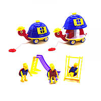 Раздвижная каталка Черепаха с игрушками синяя Максимус (5109) EJ, код: 6464398