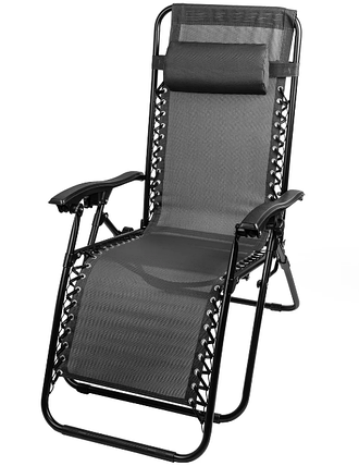 Складне крісло шезлонг із підголівником 150 кг Folding Deckchair Paradise ZeroGravity графит, фото 1