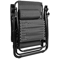 Складне крісло шезлонг із підголівником 150 кг Folding Deckchair Paradise ZeroGravity графит, фото 5