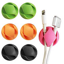 Кліпси - тримачі кабельні Cable clips MULTI-PURPOSE HK-912 на липучці подвійні кольорові 6 шт