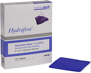 Бактеріостатична Hydrofera Blue classic 4×4- 10х10см (HB4414) 10 штук у коробці