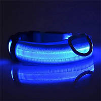 Светодиодный LED ошейник USB светящийся для собак и котов Blue XL mn