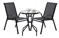 Комплект садовой мебели GardenLine Универсальный набор стола и стульев для отдыха черный металл Мебель садовая