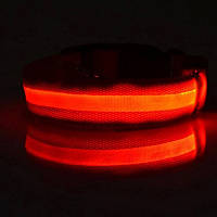Светодиодный LED ошейник USB светящийся для собак и котов Red XL mn
