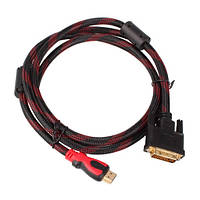 Кабель DVI-D (24+1) - HDMI 1.2м позолоченный в оплетке mn