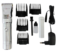Профессиональная аккумуляторная машинка для стрижки волос с насадками Promotec PM 358 Серебро mn