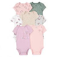 Набор боди для новорожденных Carter's с коротким рукавом для девочки 0-1 мес 7 шт Розовый/Серый (1P621710)