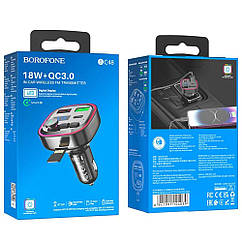 DR Модулятор Borofone BC48 Broad QC3.0 car BT FM transmitter Колір Чорний