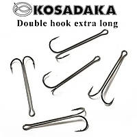 Крючки двойники Kosadaka Double hook extra long, Black Chrome, size 4, 37мм