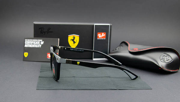 Сонцезахисні окуляри RAY BAN Ferrari поляризаційні UV400 (арт. 8369P) глянсові/зелені лінзи, фото 5