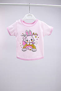 Ясільна футболка для дівчинки з малюнком інтерлок