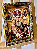 Ікона з бурштина "Св. Микола Чудотворець " , ікона іменна Святий Миколай15*20 см, фото 3