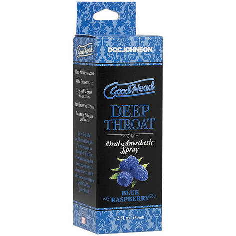 Спрей для мінету Doc Johnson GoodHead DeepThroat Spray — Blue Raspberry 59 мл для глибокого миття, фото 2