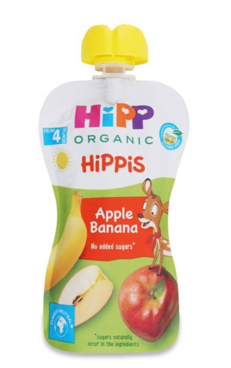 Пюре фруктовое органик яблоко-банан HiPP (Хипп) 100 гр с 4 месяцев - фото 1 - id-p1156271930