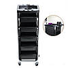 Парикмахерська тележка YRE Q21 – 5 полиць, чорна, мобільна, фото 3