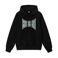 Худи черный LOYS Stussy CHAMPION-PIGMENT-DYED LOGO BLACK