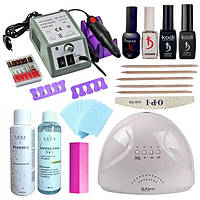 Стартовий набір для манікюру та педикюру, набір для нігтів, лампа Sun One з фрезером Lina Mercedes DE