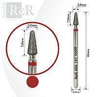 Фреза для манікюру алмазна RcR 855 197 030R "Конус " червона