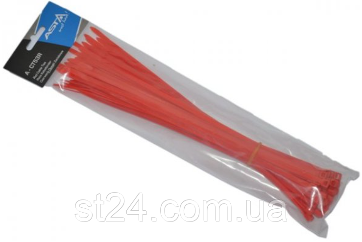 Хомут пластиковий (червоний) 50 шт./5x250 мм ASTA A-CT52R