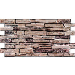 Стінова панель ПВХ для стін 96х48 см Дикий камінь Кладка Піщаник декоративна для стін вагонка Коричневий