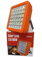 Фонарь переносной LED CC012 с аккумулятором и солнечной батареей, 100 Вт DE