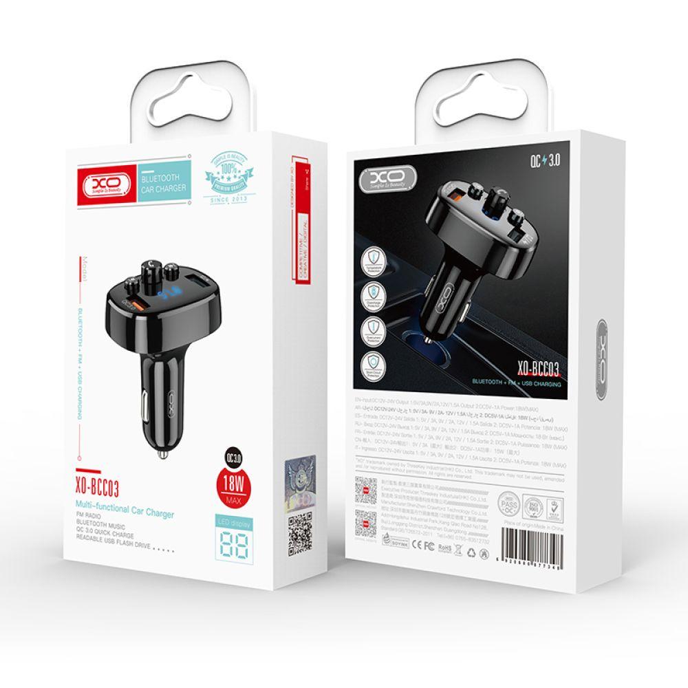 DR Модулятор XO BCC03 car charger 18W QC 3.0 Колір Чорний