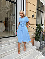 Женское летнее платье рубашка голубое 42-44, 46-48, 50-52 больших размеров