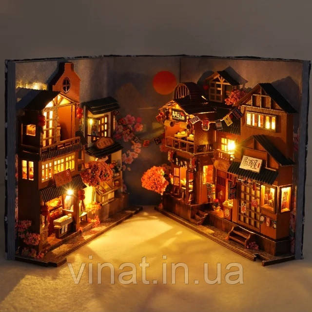 Бук Нук Алея Сакури Book Nook Cherry Blossom Alley книжковий куточок DIY TC-25 + купол