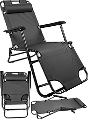 Складне крісло шезлонг із підголівником 120 кг MalTec Sunwaal Riviera