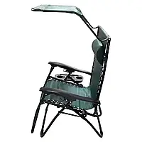 Шезлонг лежак  зелений з дашком