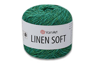 YarnArt Linen soft, Смарагд No7315, пряжа льон, віскоза, бавовна