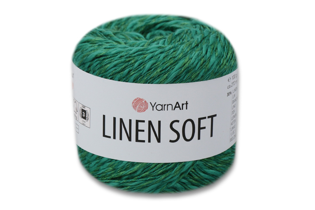 YarnArt Linen soft, Смарагд No7315, пряжа льон, віскоза, бавовна, фото 1