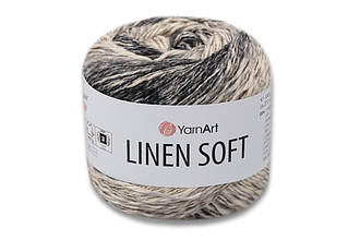 YarnArt Linen soft, Чорно-сірий No7406