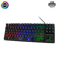 Клавиатура с подсветкой RGB - Keyboard Intro DX-750 Черная, мембранная игровая клавиатура для компьютера (SH)