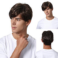 Перука чоловіча коротка шоколад, термоволокно DC1002-1 m